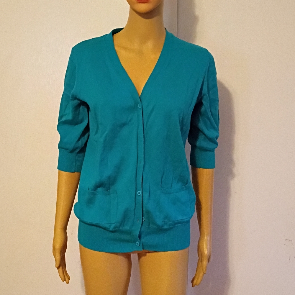 Teal Button-Up Cardigan